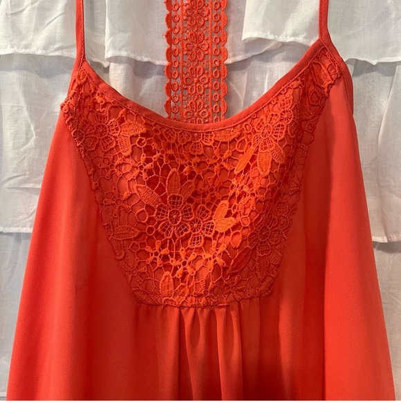 Peach Lightweight Lace T Back Tank Top - Size Small - Picture 2 of 8